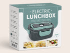 Elektryczny lunch box termos obiadowy samochodowy podgrzewany 1.5l śniadaniówka, pojemnik na jedzenie do pracy, zielony