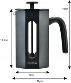 Tłokowy Zaparzacz do kawy herbaty 600ml dzbanek French Press klausberg BL praska francuska, stalowy, czarny, można myć