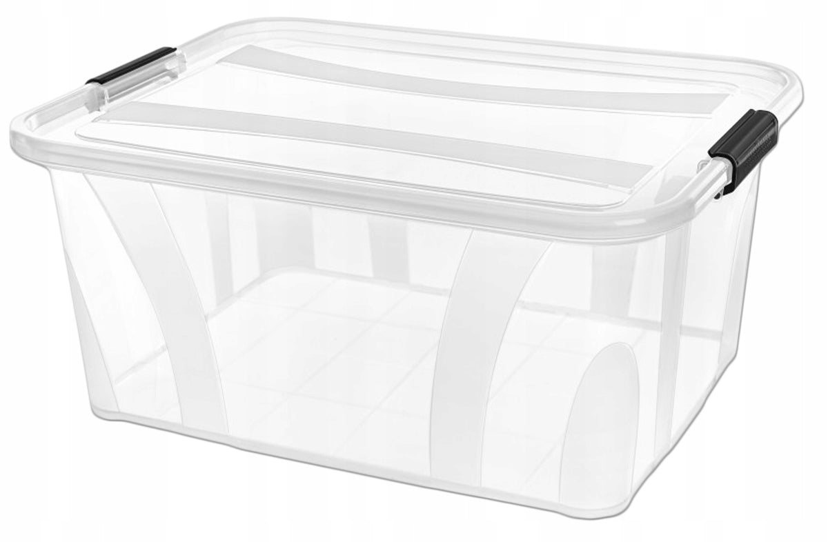 Pojemnik z Pokrywą 32l Plastikowy Pudło na Zabawki Klocki Buty Ubrania A4 Organizer transparentny do przechowywania