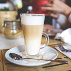 ZESTAW 6 szt. SZKLANKI I ŁYŻECZKI DŁUGIE DO KAWY LATTE MACCHIATO KOMPLET do cappuccino, 280 ml, szkło, przezroczyste