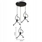 Lampa wisząca sufitowa żyrandol potrójna nowoczesna loft ludzik humanoid 3-punktowa metalowa czarna oprawa E27 do