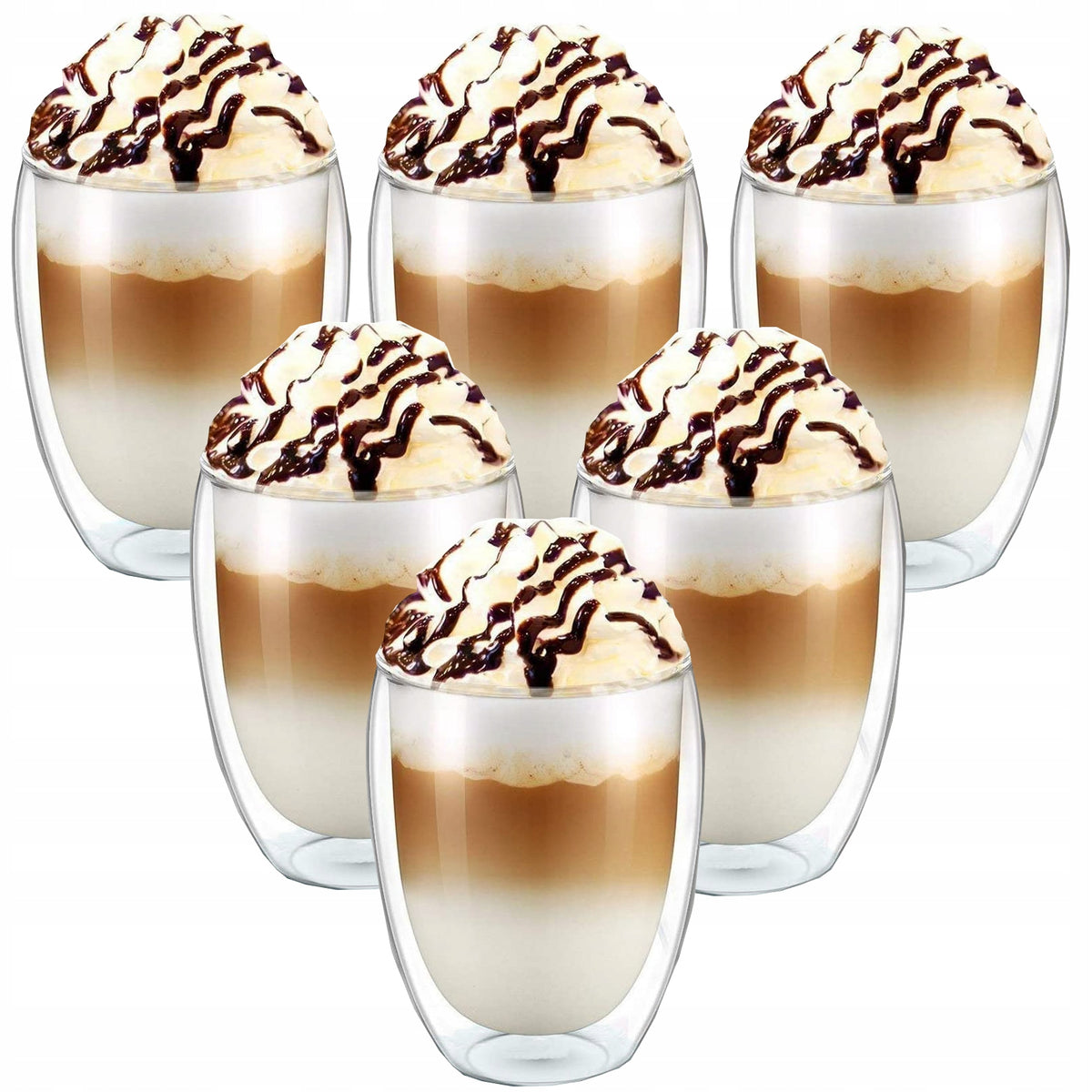 SZKLANKI DO KAWY ZESTAW SZKLANEK DO LATTE TERMICZNE 350ML KUBKI DO HERBATY podwójna ścianka, szkło, 6 sztuk, zmywarka