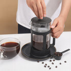 Zaparzacz do herbaty kawy french press 1l szklany czarny montessa dzbanek z tłokiem, praska tłokowa, 4 filiżanki, mycie