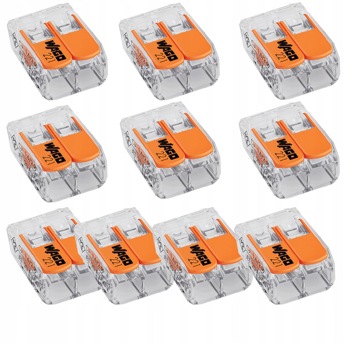 10X wago Szybkozłączka Złączka Instalacyjna 2x0,2-4mm2 Elektryczna zestaw kostka zaciskowa do łączenia przewodów