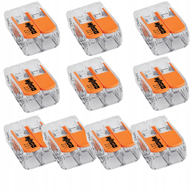 10X wago Szybkozłączka Złączka Instalacyjna 2x0,2-4mm2 Elektryczna zestaw kostka zaciskowa do łączenia przewodów, 2-torowa