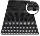 Wycieraczka gumowa wejściowa duża mata ażurowa ażur rubber 50x100 16mm pod drzwi do domu, czarna, do obuwia