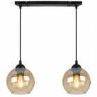 Lampa sufitowa wisząca żyrandol szklane kule czarna listwa nad stół wyspę do jadalni kuchni 2x E27 klosze 10 cm do 60 w