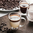 6x SZKLANKI TERMICZNE DO KAWY LATTE DRINKÓW HERBATY 350ml Z UCHEM ZESTAW podwójna ścianka, szkło bezbarwne, kubki do