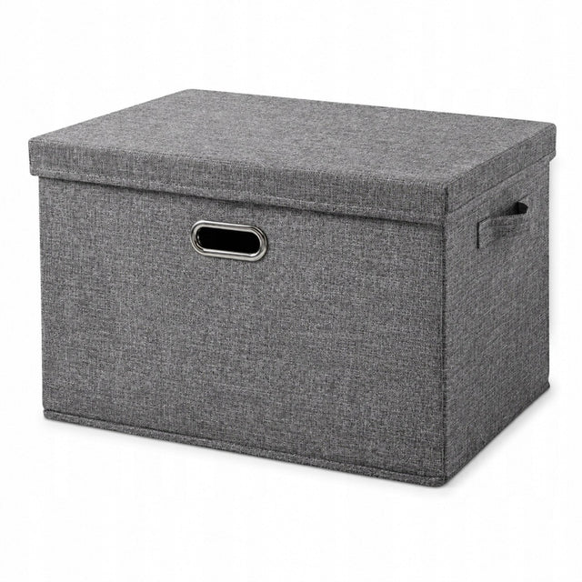 Pudełko do Przechowywania z Pokrywą Pojemnik Organizer do Szafy 37x27x26 cm kosz tekstylny na ubrania i akcesoria, 26 l, szary