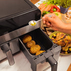 Frytkownica beztłuszczowa dwukomorowa AIR fryer voksar G11 2400W +przepisy srebrny/szary