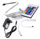 Taśma LED zestaw 150 RGB 1m + sterownik i zasilacz pasek świetlny dekoracyjny do wnętrz wielokolorowy 230V 7,2W