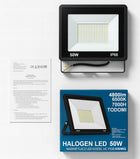 Halogen LED 50W naświetlacz slim zewnętrzny roboczy oszczędny do magazynu reflektor budowlany 5000 lm 6000K IP66 zimne