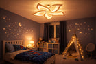 LAMPA SUFITOWA LED BIAŁA KWIAT LOTOSU ŻYRANDOL 60CM PILOT 3 BARWY MODERN plafon z tworzywa, zintegrowane źródło