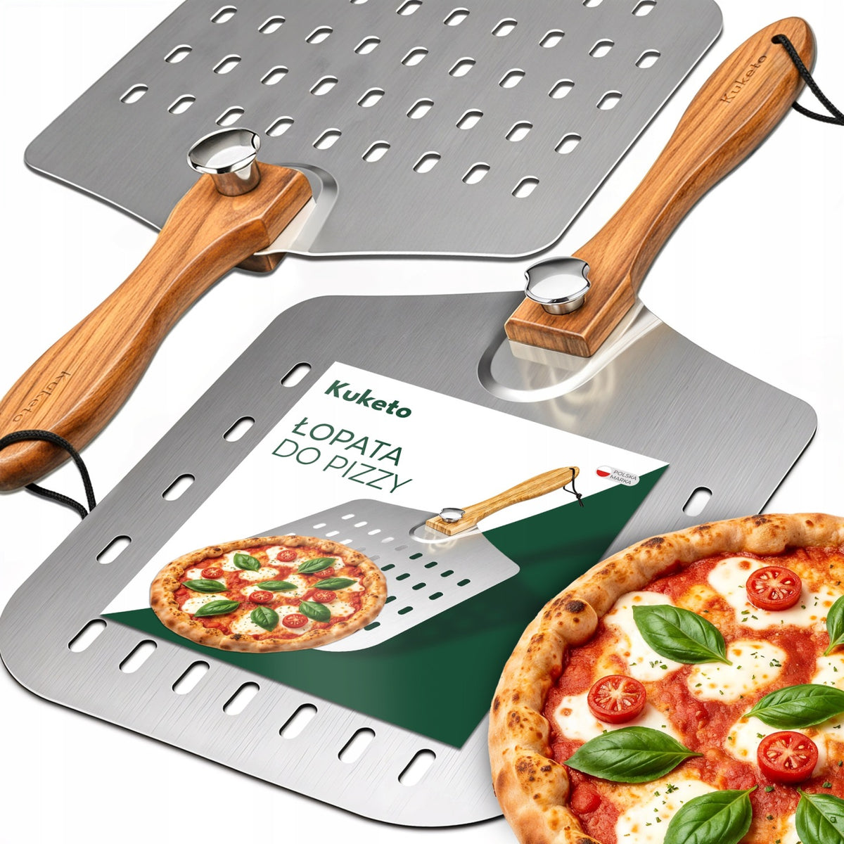 Łopata do pizzy perforowana szufla taca stal nierdzewna inox profesjonalna chleb, ciasta, wypieki, średnica 30,5 cm