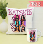 Zestaw poduszka kubek z imieniem kpop katseye chaos tour girlsband prezent gadżet dekoracyjny z nadrukiem, upominek dla