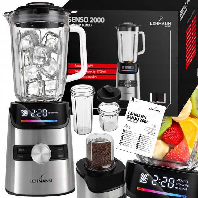 Blender kielichowy szklany do smoothie koktajli bidony kruszy LÓD młynek XL