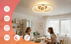 Lampa sufitowa LED Double Circle50CM,ściemniana,36W,z pilotem,Wygląd drewna plafon okrągły do salonu, białe światło