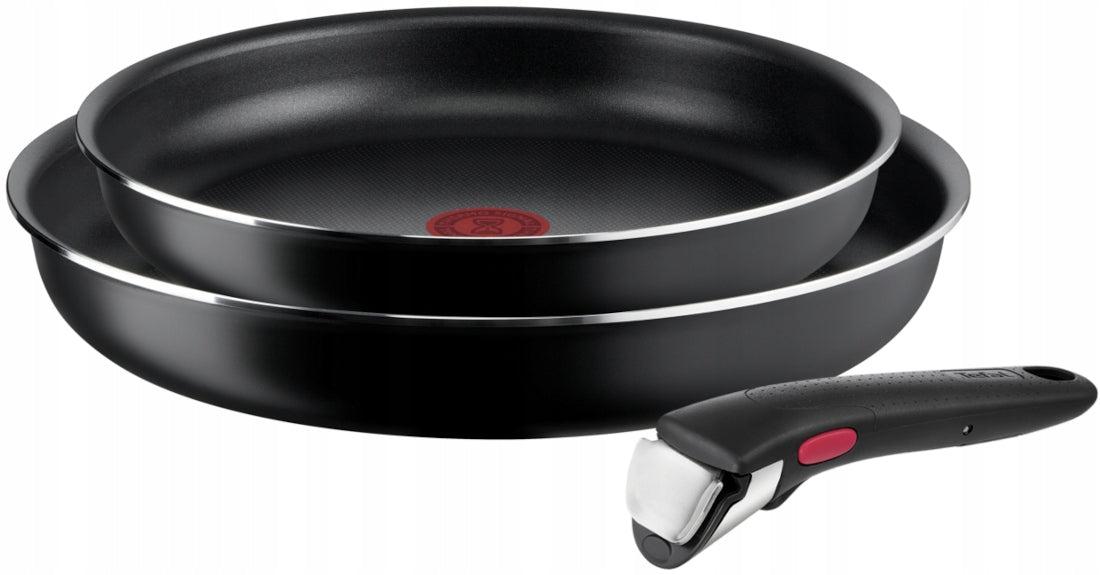 Patelnie Tefal ingenio extra czarna non-stick 24/28 cm zestaw 3 el do smażenia, odpinany uchwyt, do piekarnika i
