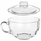 2x Duży kubek z pokrywką do kawy herbaty miska na zupę bulionówka 520 ml XL szklane naczynie, można myć w zmywarce