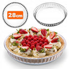 Forma do tarty pieczenia pizzy ciasta szklana żaroodporna okrągła 28 cm naczynie do quiche i zapiekanek, można myć w