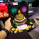 Kartka urodzinowa grająca Melodia światło tort LED zdmuchnij świeczkę Magia
