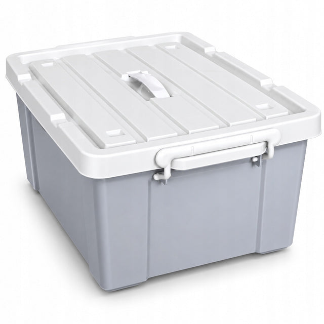 Pojemnik z Pokrywą do Przechowywania do domu garażu magazynu na kółkach 50l plastikowy box, skrzynia mobilna, organizer uniwersalny