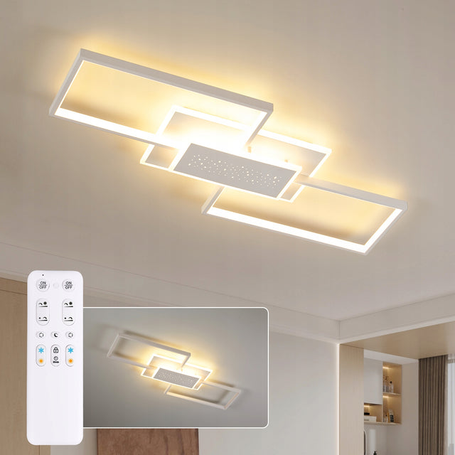 Lampa sufitowa LED 50W, z pilotemmożna sterować osobno,80CM biały plafon prostokątny, oświetlenie wewnętrzne, zintegrowane źródło światła