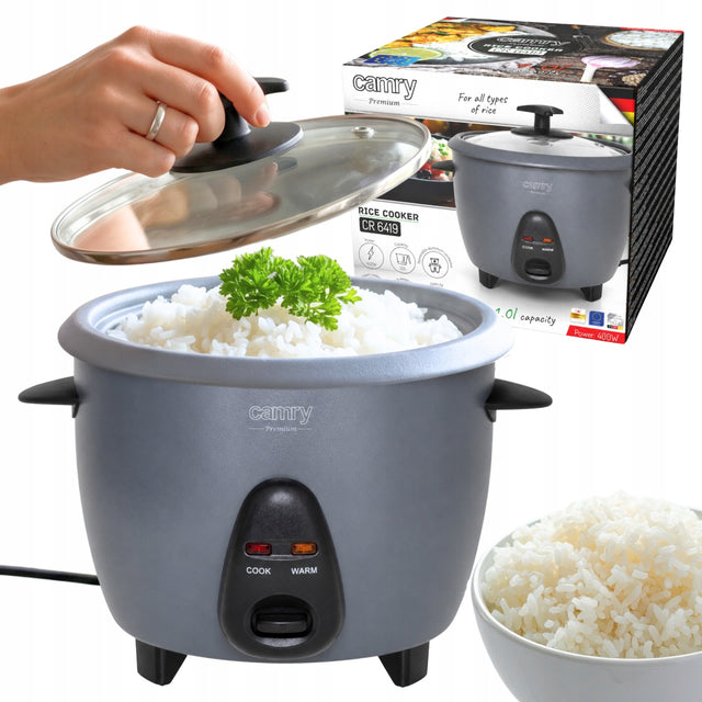 Ryżowar garnek do gotowania ryżu warzyw parowar elektryczny rice cooker 1 l, 400 w, 2 programy, podtrzymywanie temperatury, do potraw na parze