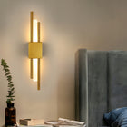LAMPA ŚCIENNA ZŁOTA KINKIET LED NOWOCZESNY DO SALONU KORYTARZA 10W 3000K oprawa metalowa 2-punktowa 40 cm głębokość 7 cm