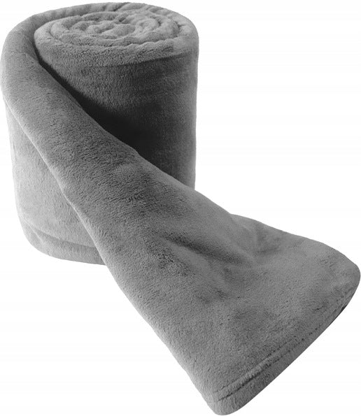 Miękki KOC polarowy 150x200 szary narzuta na łóżko na prezent kolory mikrofibrowy pled z certyfikatem oeko-tex Standard 100