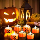 Świece LED Halloween Dynia 12 sztuk 45 x 45 mm Pomarańczowe Bezpłomieniowe lampki dekoracyjne, ozdoba stołu na