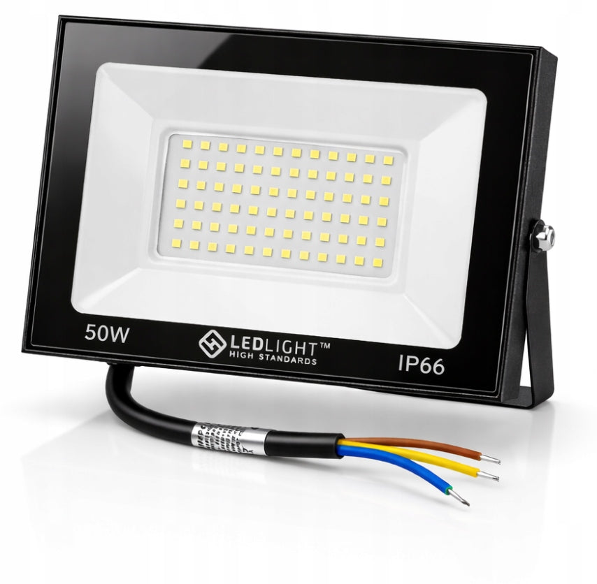 Halogen reflektor LED lampa zewnętrzna ścienna kinkiet ogrodowy 50W 4000lm naświetlacz IP66 zimne białe światło 6500K