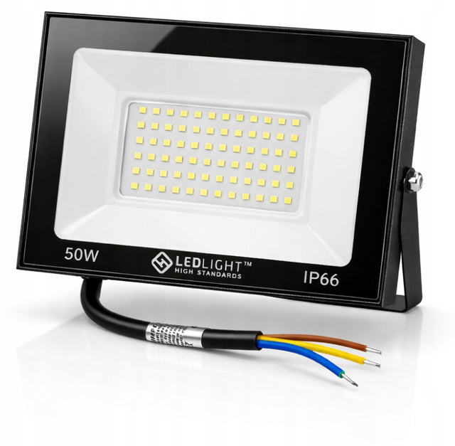 Halogen reflektor LED lampa zewnętrzna ścienna kinkiet ogrodowy 50W 4000lm naświetlacz IP66 zimne białe światło 6500K do podjazdu