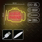 Neon plexi LED check engine żółto czerwony NNE21 Neolia szyld motoryzacyjny, dekoracja do warsztatu, kontrolka silnika