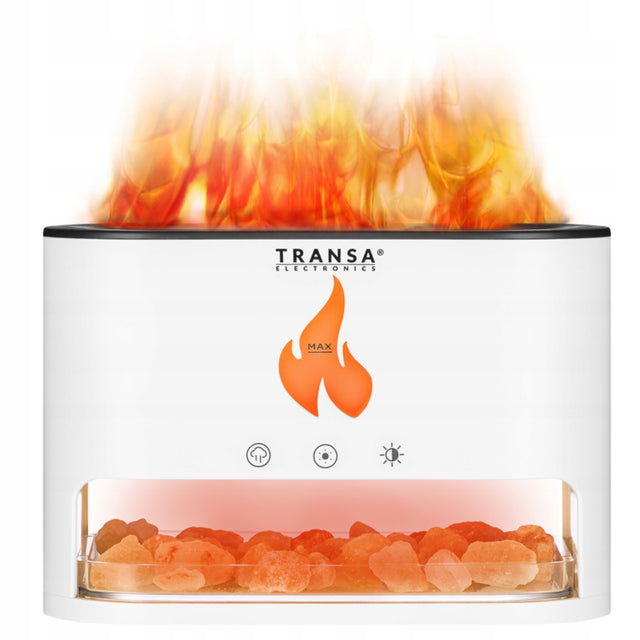 Dyfuzor zapachowy aromaterapia płomień LED Sól Himalajska AromaFire Biały nawilżacz powietrza ultradźwiękowy