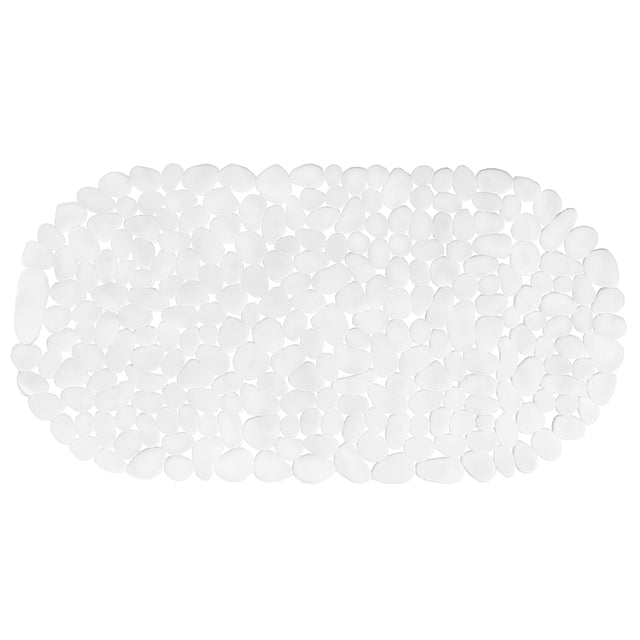 Mata łazienkowa antypoślizgowa 66x34 cm biała pod prysznic do wanny odporna owalny dywanik kąpielowy, wkładka na dno brodzika, grubość 5 mm