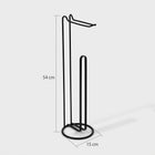 Stojak na papier toaletowy Uchwyt Loft Czarny Metalowy 54cm Stabilny wolnostojący do łazienki, wieszak rolki WC
