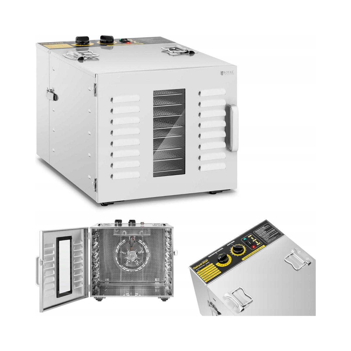 Suszarka do żywności Royal Catering 1000 w / 10 tac / 10011616 dehydrator do owoców, warzyw i grzybów, regulacja