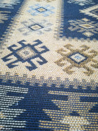 Dywan kilim tkany dwustronny wzór 80x150cm frędzle bawełniany chodnik orientalny niebieski prostokątny do wnętrz