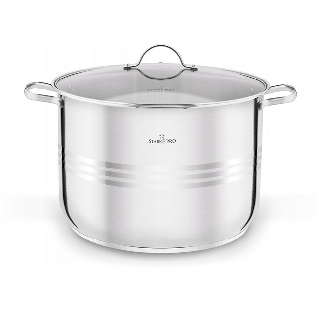 Garnek ze stali nierdzewnej Indukcja duży GAZ Starke Pro Barcelo 20l 34cm kocioł do zupy, bigosu i przetworów, wysokość 24 cm