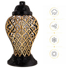 Znicz szklany duży lampion ażurowy Z10 złoty 36 cm na Wszystkich Świętych lampka nagrobna LED, ozdoba na grób