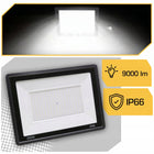 Halogen LED naświetlacz lampa 100W reflektor szkło hartowane 9000lm slim+ oświetlenie zewnętrzne do ogrodu, neutralna
