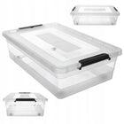 Pojemnik z pokrywą do przechowywania 28l organizer plastikowy na zabawki skrzynia na kółkach, bezbarwna, 39x59x17 cm