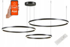 LAMPA WISZĄCA 3 RINGI SUFITOWA żyrandol 100W PILOT 40/60/80 xxl TUYA PAMIĘĆ czarna oprawa LED z aluminium do salonu i