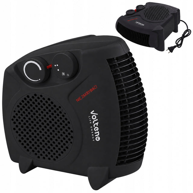 Termowentylator grzejnik elektryczny 2000W farelka 3 poziomy z termostatem czarny piecyk pokojowy z nawiewem zimnego powietrza, grzałka spiralna