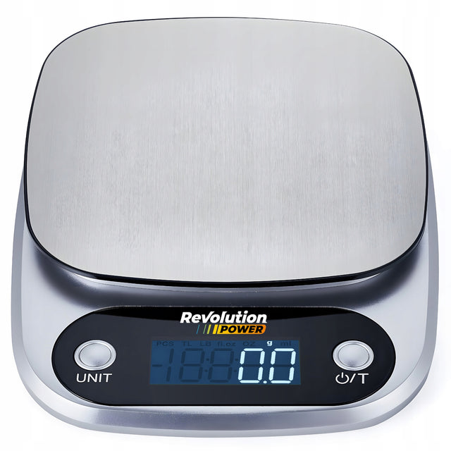 Elektroniczna waga kuchenna revolution LCD 5000g jubilerska precyzyjna 0,1g do odmierzania składników, tarowanie, gramy, kilogramy, mililitry