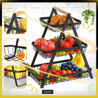 Kosz na owoce Koszyk na Warzywa Stojak Piętrowy Czarny 3 Poziomy metalowy Organizer kuchenny na produkty spożywcze, 5