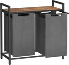 Kosz na Pranie Dwukomorowy Loft z Półką Organizer Łazienkowy Stojący sorter bielizny, pojemnik odzieżowy 92 l metalowy