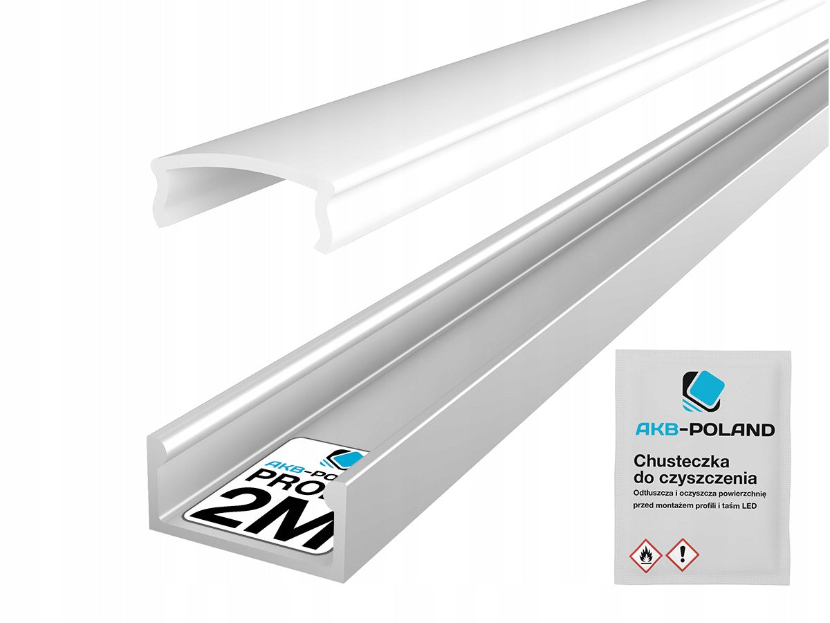 Profil aluminiowy LED Taśma LED Natynkowy Wpuszczany klosz mleczny 2 metry listwa oświetleniowa, kanał montażowy