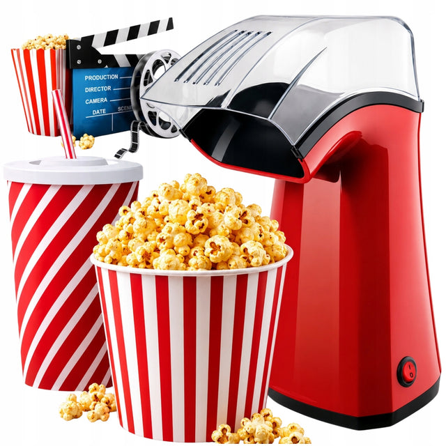 Maszyna do robienia popcornu urządzenie maszynka popcorn maker domowa 1200W prażarka kukurydzy beztłuszczowa, czerwony kolor